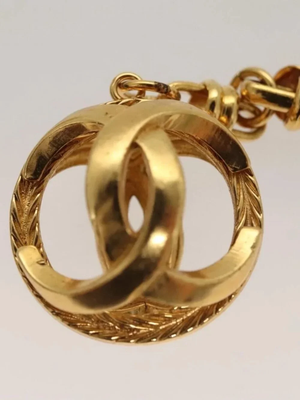 CHANEL COCO Mark Key Ring metal Gold CC Auth ar13427